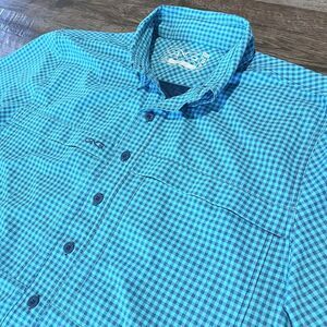Game Guard TekCheck Shirt Mens Large Green Blue Vented 1041 Outdoors Fishing